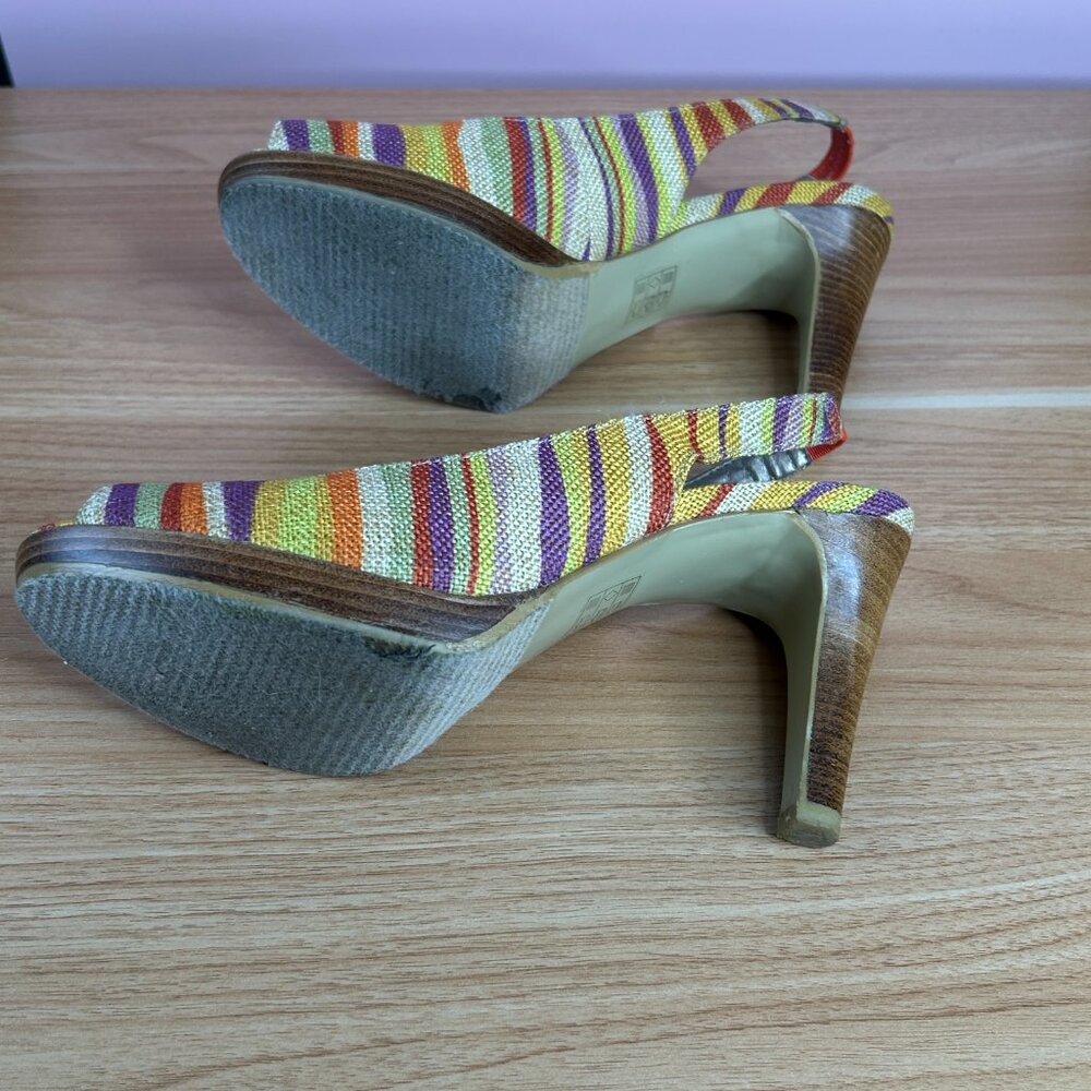MODA Womens High Heels Slingbacks Shoes 9M Multicolor Zebra Stripe Gum - Picture 14 of 16